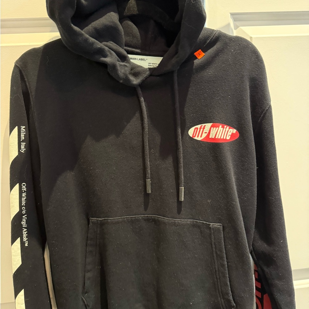 Off-White Black and Red Logo Hoodie